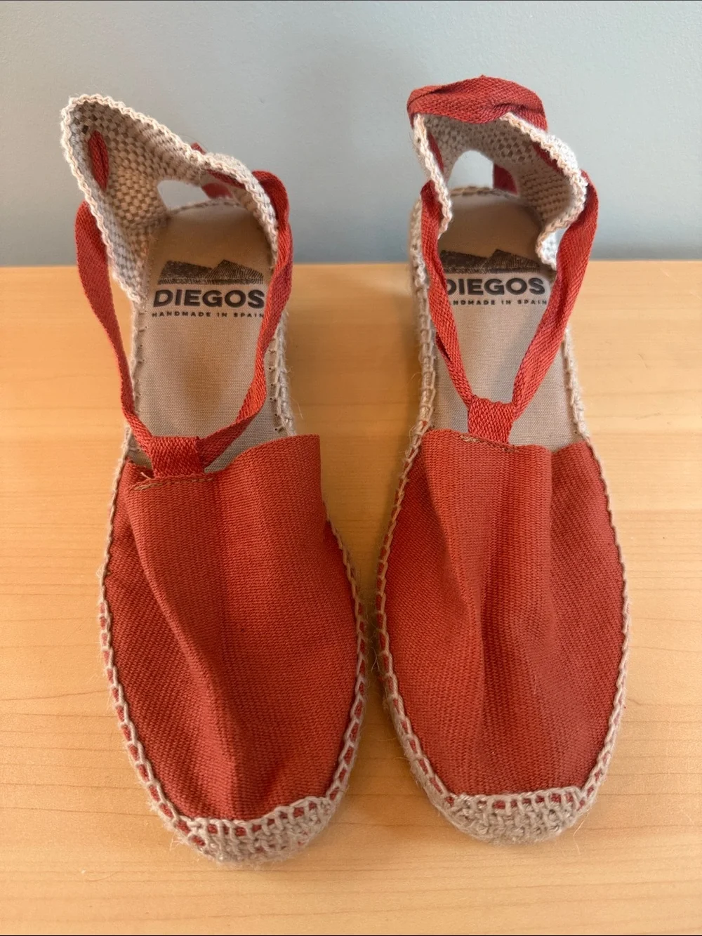 Diegos orange Wedge Lola Wrap Espadrilles Spain 40 (7.5)